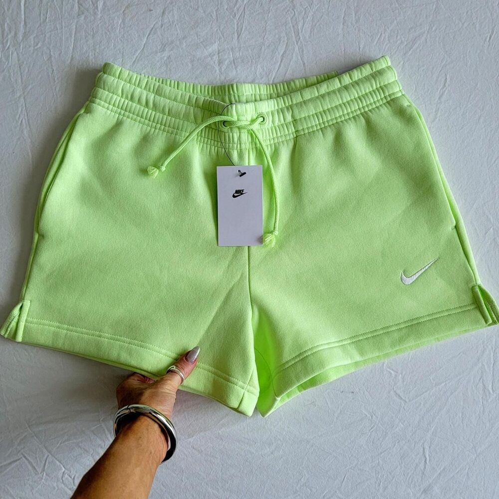 NWT NIKE WOMEN'S SWEAT SHORTS IN NEON GREEN